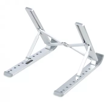 StarTech.com Sulankstomas nešiojamojo kompiuterio stovas, aukščio reguliavimas, ergonomiškas, ventiliuojamas aliuminio rėmas, laiko iki 10 kg, pakreipiamas, sulankstomas dizainas