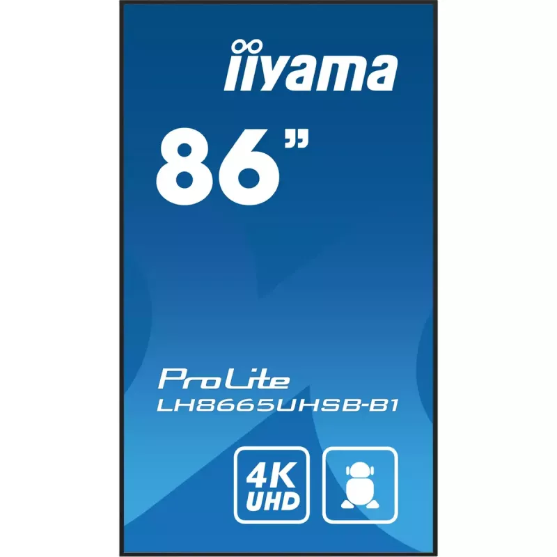 iiyama LH8665UHSB-B1 vaizdo ekranas 86 colių LED 4K Ultra HD 800 cd/m² su Android 11 ir Wi-Fi