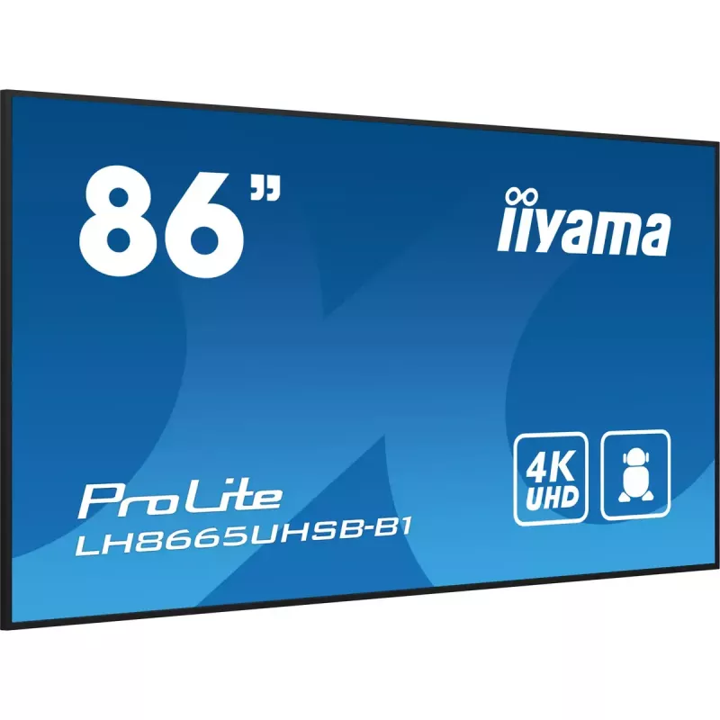 iiyama LH8665UHSB-B1 vaizdo ekranas 86 colių LED 4K Ultra HD 800 cd/m² su Android 11 ir Wi-Fi