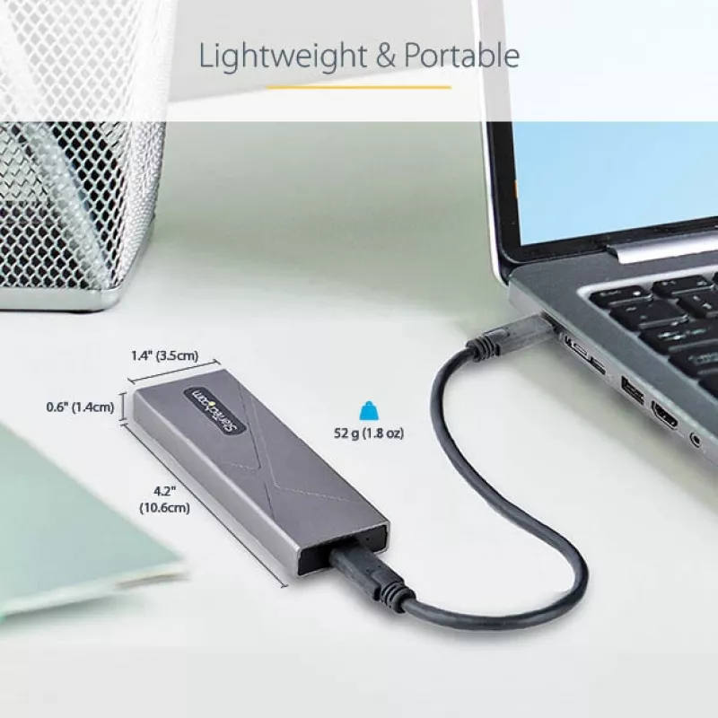 StarTech.com USB-C 10Gbps išorinis M.2 NVMe/SATA SSD dėklas - be įrankių montuojamas aliumininis korpusas su USB-C ir USB-A laidais, tinka 2230/2242/2260/2280