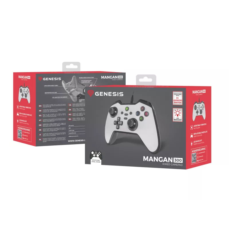 GENESIS Mangan 300 Baltas USB žaidimų pultas Analoginis / Skaitmeninis Android, Nintendo Switch, PC