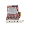 StarTech.com 4 prievadų USB Type-C PCIe kortelė, USB 3.2 10Gbps, USB-C PCI Express išplėtimo kortelė, 4 nepriklausomi USB valdikliai, Windows/Linux/macOS, TAA atitinkanti