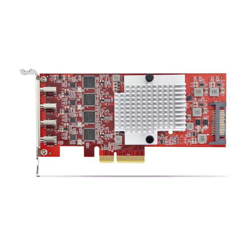 StarTech.com 4 prievadų USB Type-C PCIe kortelė, USB 3.2 10Gbps, USB-C PCI Express išplėtimo kortelė, 4 nepriklausomi USB valdikliai, Windows/Linux/macOS, TAA atitinkanti