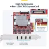 StarTech.com 4 prievadų USB Type-C PCIe kortelė, USB 3.2 10Gbps, USB-C PCI Express išplėtimo kortelė, 4 nepriklausomi USB valdikliai, Windows/Linux/macOS, TAA atitinkanti