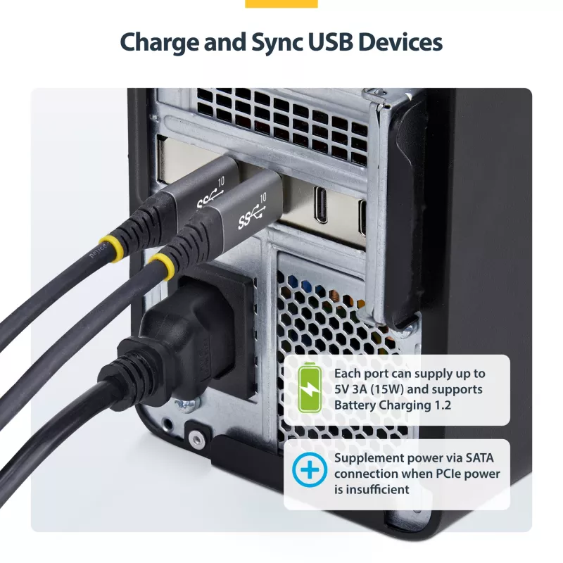 StarTech.com 4 prievadų USB Type-C PCIe kortelė, USB 3.2 10Gbps, USB-C PCI Express išplėtimo kortelė, 4 nepriklausomi USB valdikliai, Windows/Linux/macOS, TAA atitinkanti