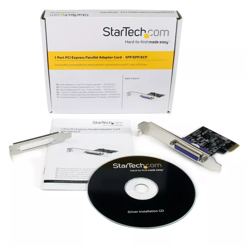 StarTech.com 1 prievado lygiagreti PCIe kortelė – PCI Express į lygiagretų DB25 adapterį – LPT valdiklis spausdintuvams, skaitytuvams ir braižytuvams – SPP/ECP – standartinis/žemo profilio