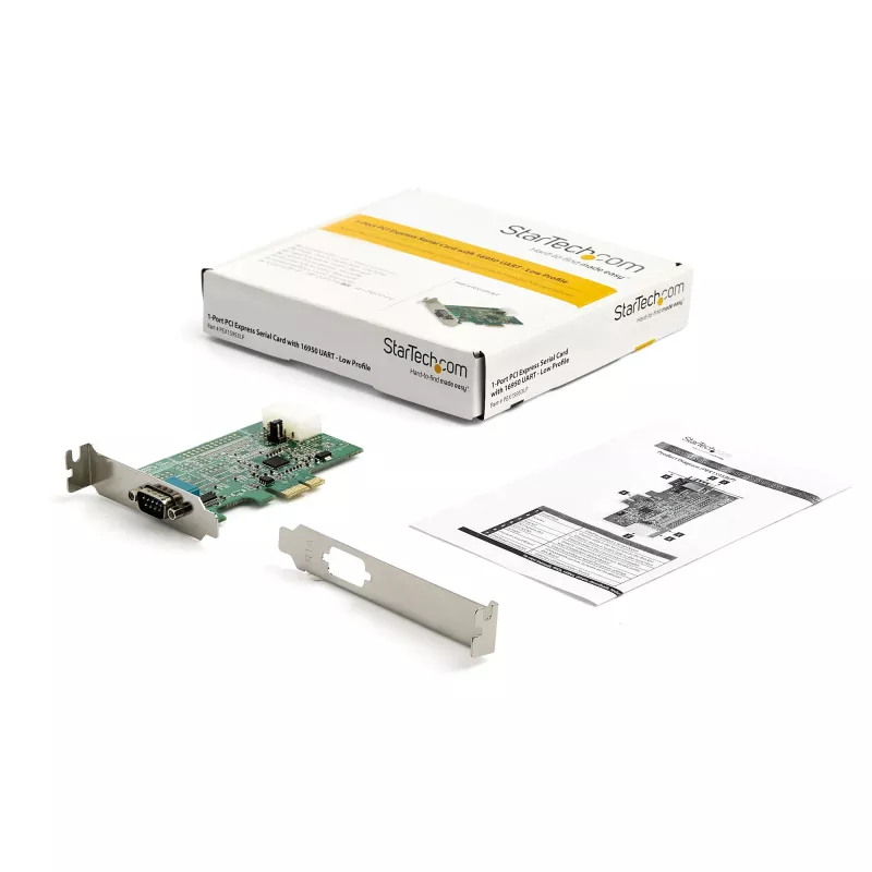 StarTech.com 1 prievado PCI Express RS232 nuosekliojo prievado adapterio kortelė - PCIe RS232 valdiklis - PCIe į nuoseklųjį DB9 - 16950 UART - žemo profilio plėtimosi kortelė - Windows ir Linux