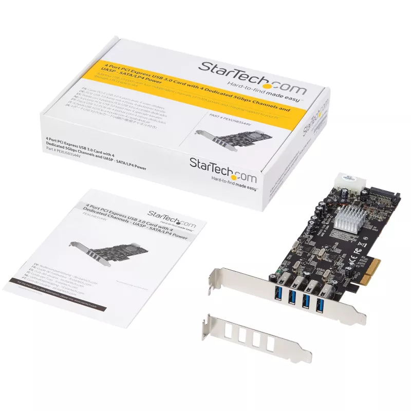 StarTech.com PEXUSB3S44V – PCIe plokštė su 4 USB 3.0 prievadais ir atskirais 5 Gbps kanalais