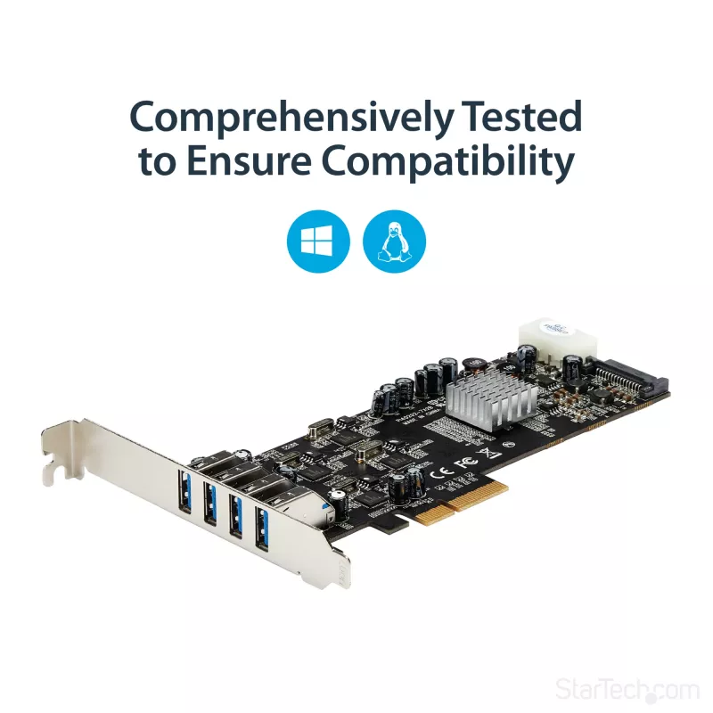StarTech.com PEXUSB3S44V – PCIe plokštė su 4 USB 3.0 prievadais ir atskirais 5 Gbps kanalais