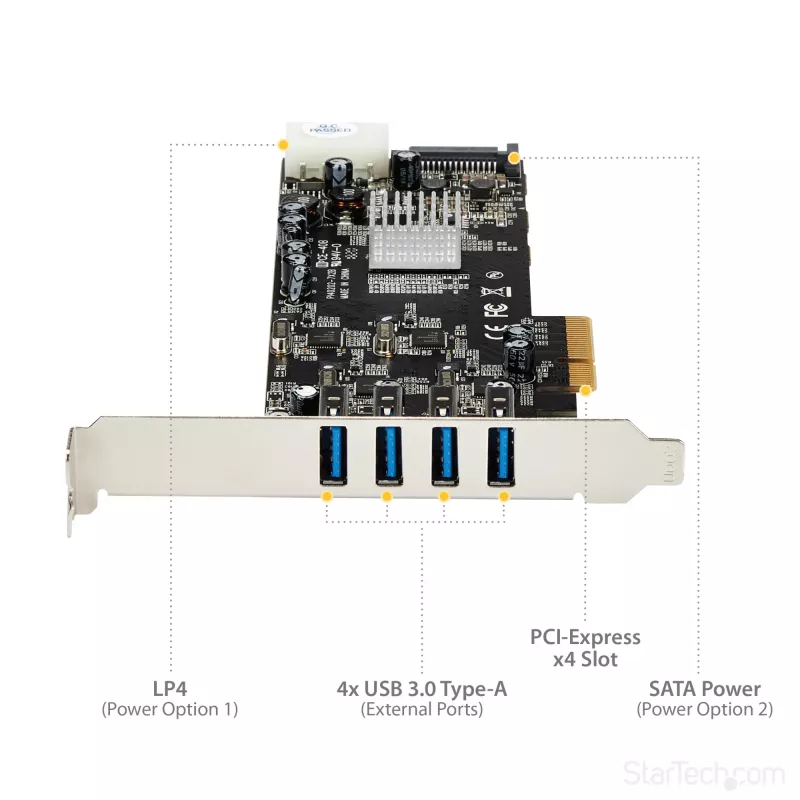 StarTech.com PEXUSB3S44V – PCIe plokštė su 4 USB 3.0 prievadais ir atskirais 5 Gbps kanalais