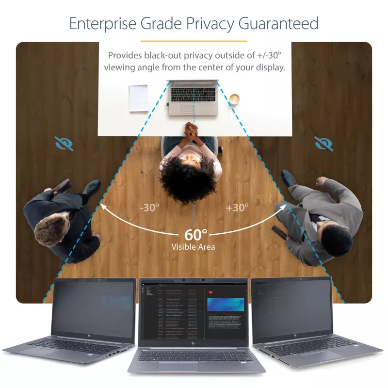 StarTech.com privatumo ekranas 15,6 colio nešiojamam kompiuteriui – magnetinis nuimamas apsauginis filtras, mažinantis mėlyną šviesą, 16:9, matinis/blizgus, +/-30 laipsnių