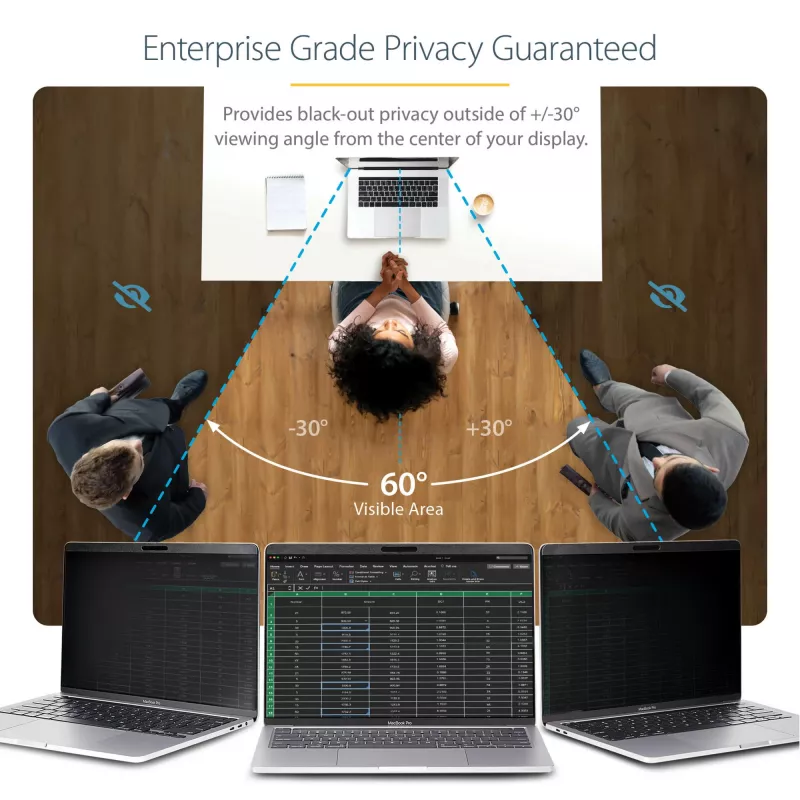 StarTech.com privatumo ekranas 13 colių MacBook Pro ir MacBook Air – magnetinis nuimamas apsauginis filtras, mažinantis mėlyną šviesą, 16:10, matinis/blizgus, +/-30 laipsnių