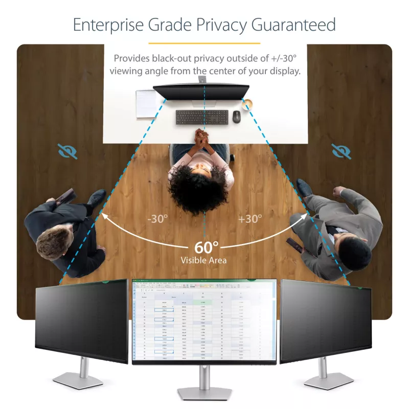 StarTech.com privatumo ekrano apsauga 32 colių kompiuterio monitoriui – saugumo filtras, mažinantis mėlyną šviesą, 16:9, matinis/blizgus, +/-30 laipsnių