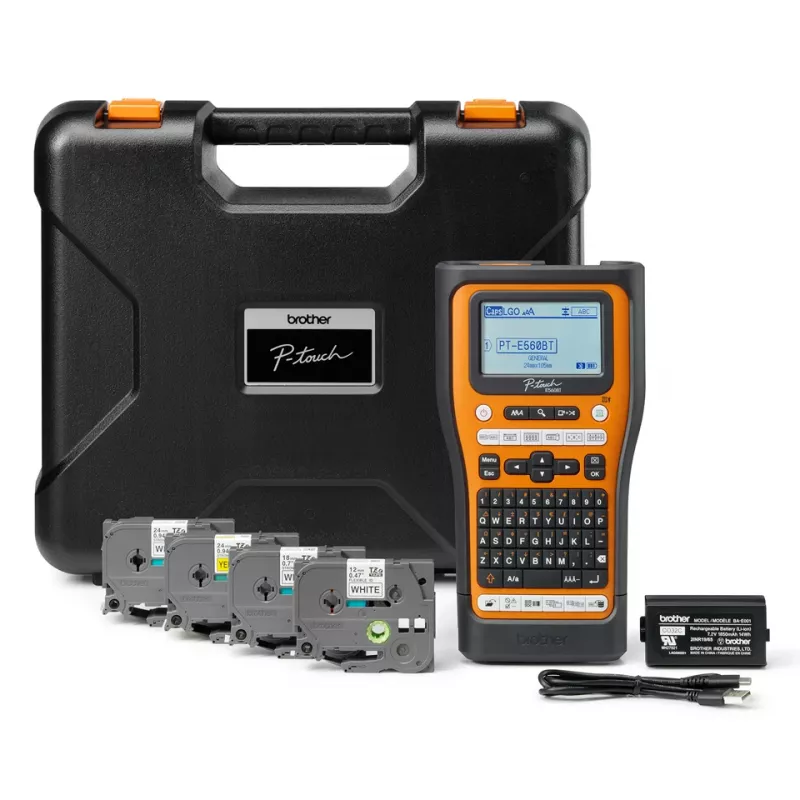 Brother PT-E560BTSP etikečių spausdintuvas Terminis perdavimas 180 x 180 DPI 30 mm/s Laidinis ir belaidis HSE/TZe Bluetooth QWERTY