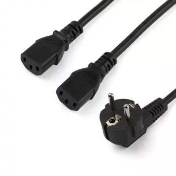 StarTech.com 2 m maitinimo Y laidas, EU Schuko į 2x C13, 18AWG, 10A 250V, juodas