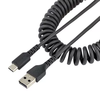 StarTech.com 1 m susukamas USB A į USB C krovimo laidas, greitas įkrovimas ir sinchronizavimas, USB 2.0, aramido pluoštas, juodas