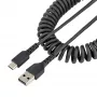 StarTech.com 1 m susukamas USB A į USB C krovimo laidas, greitas įkrovimas ir sinchronizavimas, USB 2.0, aramido pluoštas, juodas