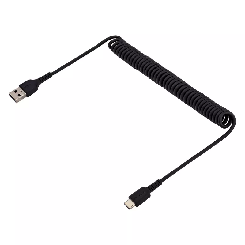 StarTech.com 1 m susukamas USB A į USB C krovimo laidas, greitas įkrovimas ir sinchronizavimas, USB 2.0, aramido pluoštas, juodas