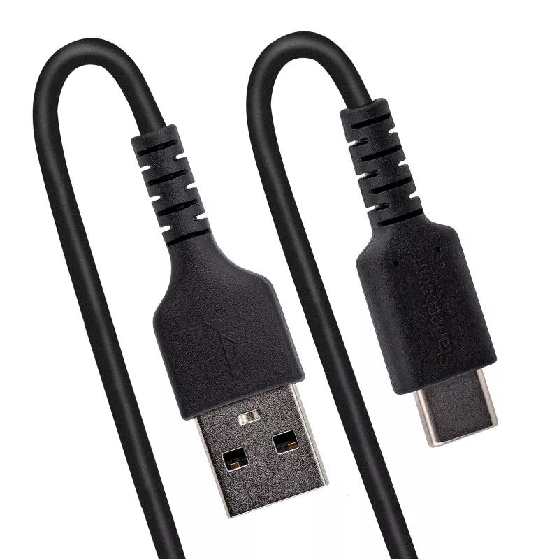 StarTech.com 1 m susukamas USB A į USB C krovimo laidas, greitas įkrovimas ir sinchronizavimas, USB 2.0, aramido pluoštas, juodas