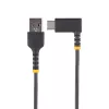StarTech.com 6ft (2m) USB A į C įkrovimo laidas stačiu kampu - Patvarus greito įkrovimo USB-C laidas - Juodas USB 2.0 A į Type-C - Armiruotas aramidiniu pluoštu - 3A - USB įkrovimo laidas