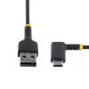 StarTech.com 6ft (2m) USB A į C įkrovimo laidas stačiu kampu - Patvarus greito įkrovimo USB-C laidas - Juodas USB 2.0 A į Type-C - Armiruotas aramidiniu pluoštu - 3A - USB įkrovimo laidas
