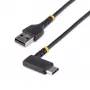 StarTech.com 1ft (30cm) USB A į C įkrovimo laidas stačiu kampu – patvarus greito įkrovimo USB-C laidas – juodas USB 2.0 A į Type-C – armuotas aramidiniu pluoštu – 3A – USB įkrovimo laidas