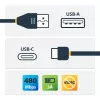 StarTech.com 1ft (30cm) USB A į C įkrovimo laidas stačiu kampu – patvarus greito įkrovimo USB-C laidas – juodas USB 2.0 A į Type-C – armuotas aramidiniu pluoštu – 3A – USB įkrovimo laidas
