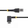 StarTech.com 1ft (30cm) USB A į C įkrovimo laidas stačiu kampu – patvarus greito įkrovimo USB-C laidas – juodas USB 2.0 A į Type-C – armuotas aramidiniu pluoštu – 3A – USB įkrovimo laidas
