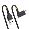 StarTech.com 1ft (30cm) USB A į C įkrovimo laidas stačiu kampu – patvarus greito įkrovimo USB-C laidas – juodas USB 2.0 A į Type-C – armuotas aramidiniu pluoštu – 3A – USB įkrovimo laidas