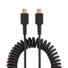 StarTech.com 3ft (1m) USB-C įkrovimo laidas, spirališkai susuktas, tvirtas, greitas įkrovimas ir sinchronizavimas, USB 2.0 Type-C, armuotas aramidiniu pluoštu, patvarus, juodas