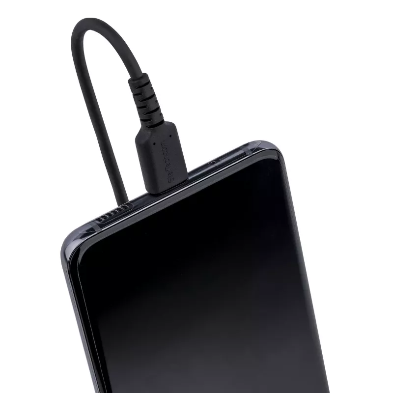 StarTech.com 3ft (1m) USB-C įkrovimo laidas, spirališkai susuktas, tvirtas, greitas įkrovimas ir sinchronizavimas, USB 2.0 Type-C, armuotas aramidiniu pluoštu, patvarus, juodas