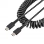 StarTech.com 20 colių (50 cm) susuktas USB-C įkrovimo laidas, tvirtas greitas įkrovimas ir sinchronizavimas USB-C kabelis, USB 2.0 Type-C, armuotas aramidiniu pluoštu, patvarus vyriškas į vyrišką USB kabelis, juodas