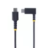 StarTech.com 6 colių (15 cm) USB-C įkrovimo laidas stačiu kampu – 60W PD 3A – tvirtas greito įkrovimo USB-C laidas – juodas USB 2.0 Type-C – armuotas aramidiniu pluoštu – trumpas USB įkrovimo laidas