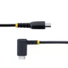 StarTech.com 6 colių (15 cm) USB-C įkrovimo laidas stačiu kampu – 60W PD 3A – tvirtas greito įkrovimo USB-C laidas – juodas USB 2.0 Type-C – armuotas aramidiniu pluoštu – trumpas USB įkrovimo laidas