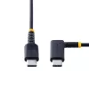 StarTech.com 6 colių (15 cm) USB-C įkrovimo laidas stačiu kampu – 60W PD 3A – tvirtas greito įkrovimo USB-C laidas – juodas USB 2.0 Type-C – armuotas aramidiniu pluoštu – trumpas USB įkrovimo laidas