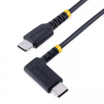 StarTech.com 3ft (1m) USB-C įkrovimo laidas stačiu kampu - 60W PD 3A - tvirtas greito įkrovimo USB-C laidas - juodas USB 2.0 Type-C - armuotas aramidiniu pluoštu