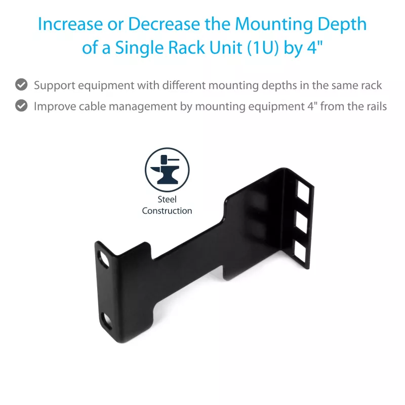 StarTech.com Rail Depth Adapter Kit – 1U gylio adapterio rinkinys serverio stovams