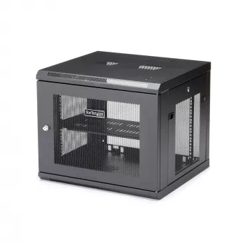 StarTech.com 4 stulpų 9U sieninis tinklo spintelė su 1U lentyna, 19 colių sieninis serverinis stovas duomenų / AV / elektronikos / kompiuterių įrangai, mažas ventiliuojamas stovo gaubtas