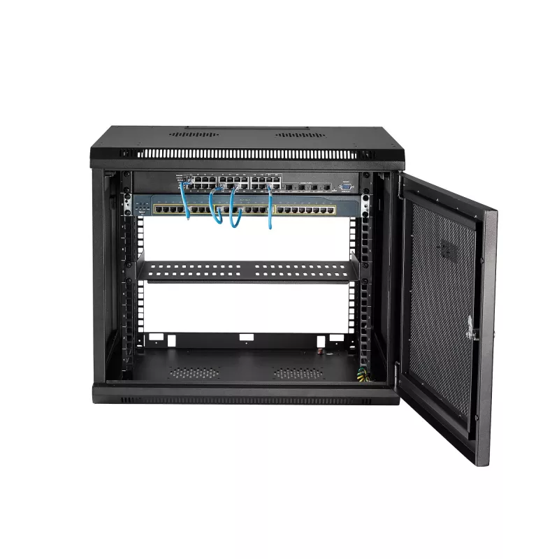 StarTech.com 4 stulpų 9U sieninis tinklo spintelė su 1U lentyna, 19 colių sieninis serverinis stovas duomenų / AV / elektronikos / kompiuterių įrangai, mažas ventiliuojamas stovo gaubtas