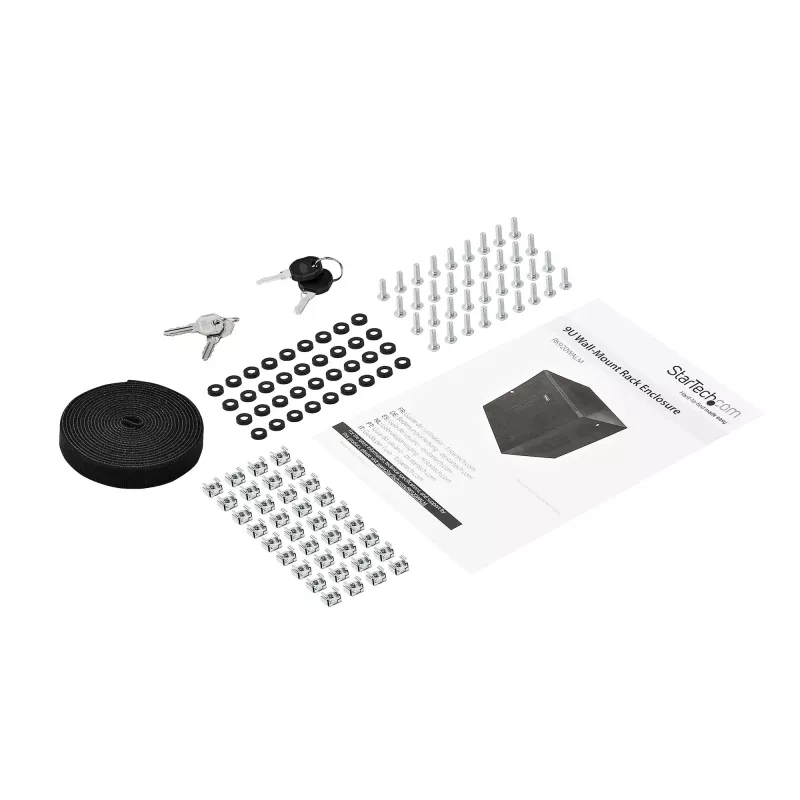 StarTech.com 4 stulpų 9U sieninis tinklo spintelė su 1U lentyna, 19 colių sieninis serverinis stovas duomenų / AV / elektronikos / kompiuterių įrangai, mažas ventiliuojamas stovo gaubtas