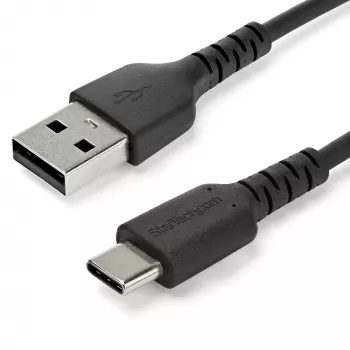 StarTech.com 2 m USB A į USB C įkrovimo laidas – patvarus greitas įkrovimas ir sinchronizavimas USB 2.0 į USB Type C duomenų laidas – tvirtas TPE apvalkalas, aramidinis pluoštas, M/M, 3A, juodas – Samsung S10, iPad Pro, Pixel