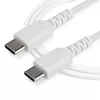 StarTech.com 1m USB C įkrovimo laidas – patvarus greitas įkrovimas ir sinchronizavimas USB 2.0 Type C į USB C nešiojamojo kompiuterio įkroviklio laidas – TPE apvalkalas, aramidinis pluoštas, M/M, 60W, baltas – Samsung S10 S20 iPad Pro MS Surface
