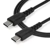 StarTech.com 2m USB C įkrovimo laidas - Patvarus greitas įkrovimas ir sinchronizavimas USB 2.0 Type C į USB C nešiojamojo kompiuterio įkroviklio laidas - TPE apvalkalas, aramidinis pluoštas, M/M, 60W, juoda - Samsung S10 S20 iPad Pro MS Surface