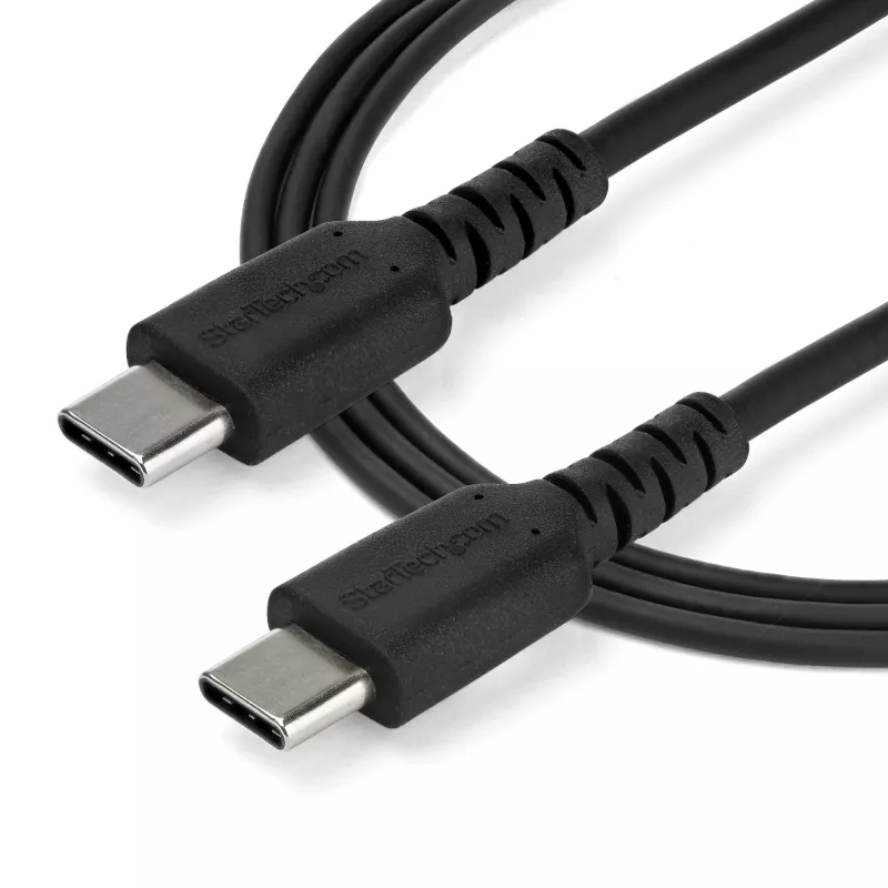 StarTech.com 2m USB C įkrovimo laidas - Patvarus greitas įkrovimas ir sinchronizavimas USB 2.0 Type C į USB C nešiojamojo kompiuterio įkroviklio laidas - TPE apvalkalas, aramidinis pluoštas, M/M, 60W, juoda - Samsung S10 S20 iPad Pro MS Surface