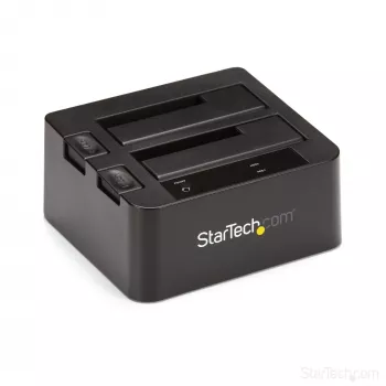 StarTech.com Dviejų diskų USB 3.2 Gen 2 SATA kietųjų diskų dokas, 10 Gbps, išorinis 2,5/3,5 colio SATA I/II/III SSD/HDD dokas, karšto keitimo lizdas, įkrovimas iš viršaus
