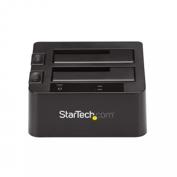 StarTech.com Dviejų diskų USB 3.2 Gen 2 SATA kietųjų diskų dokas, 10 Gbps, išorinis 2,5/3,5 colio SATA I/II/III SSD/HDD dokas, karšto keitimo lizdas, įkrovimas iš viršaus