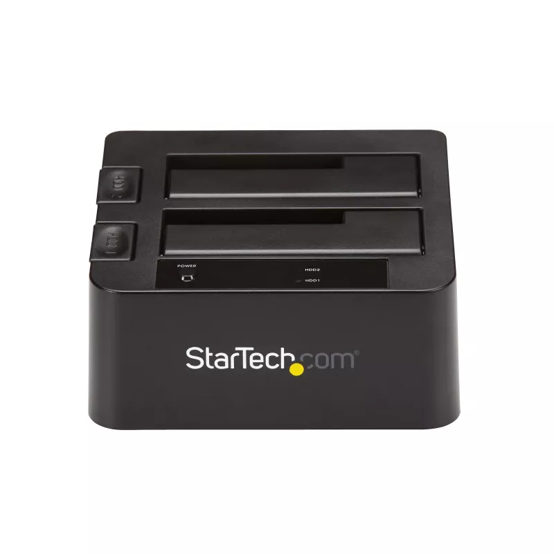 StarTech.com Dviejų diskų USB 3.2 Gen 2 SATA kietųjų diskų dokas, 10 Gbps, išorinis 2,5/3,5 colio SATA I/II/III SSD/HDD dokas, karšto keitimo lizdas, įkrovimas iš viršaus