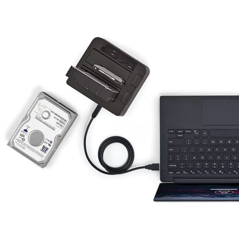 StarTech.com Dviejų diskų USB 3.2 Gen 2 SATA kietųjų diskų dokas, 10 Gbps, išorinis 2,5/3,5 colio SATA I/II/III SSD/HDD dokas, karšto keitimo lizdas, įkrovimas iš viršaus