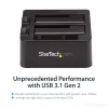 StarTech.com Dviejų diskų USB 3.2 Gen 2 SATA kietųjų diskų dokas, 10 Gbps, išorinis 2,5/3,5 colio SATA I/II/III SSD/HDD dokas, karšto keitimo lizdas, įkrovimas iš viršaus