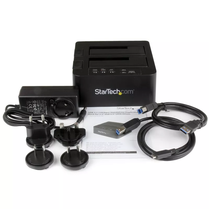 StarTech.com autonominis kietųjų diskų kopijavimo įrenginys, dviejų lizdų HDD/SSD klonuoklis/kopijuoklis, USB 3.1 (10Gbps) į SATA III HDD/SSD prijungimo stotelė, kietojo disko kopijavimo dokas